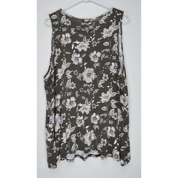 Maurices Olive Green Floral Crochet Neck Sleeveless Tank Top Women's Size 2 Boho - Picture 5 of 9